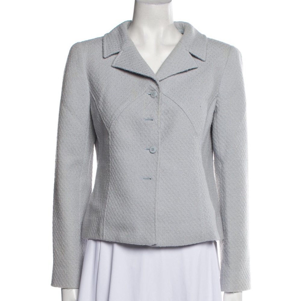 Valentino Light Blue Blazer with Notched Lapel and Structured Silhouette